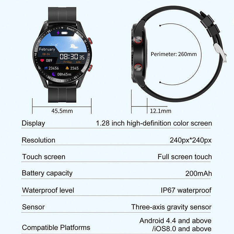 Smart Watch For Men Business Bluetooth Call Sports Health Monitoring Message Reminder Smart Watches For IOS Android