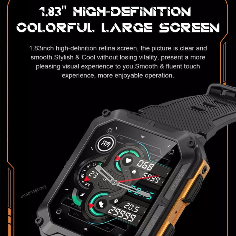 2023 New C20 PRO Smart Watch 1.83 Inch Music BT Call Men Outdoor Sports Fitness Tracker Heart Rate Blood Pressure Smartwatch